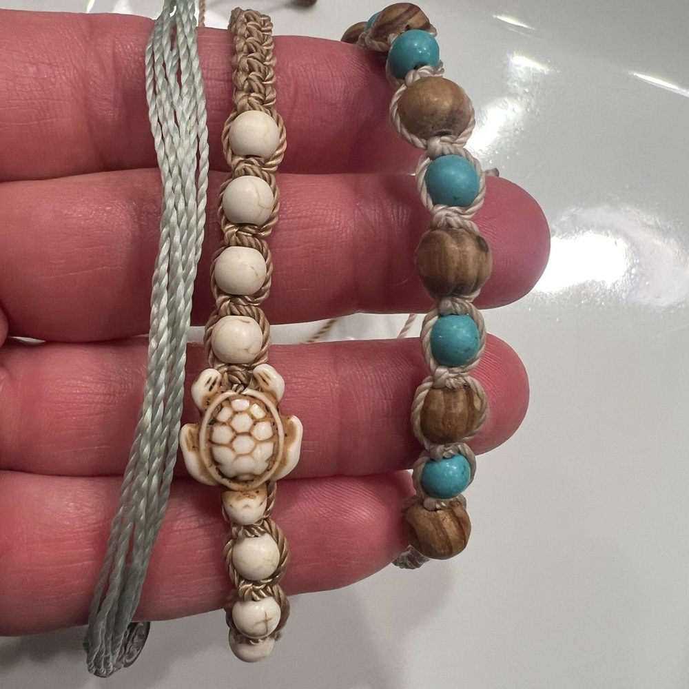 Pura Vida Tan and Blue Bohemian Bracelet Set